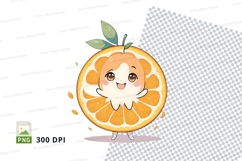 Orange slice cartoon character clipart png Product Image 1