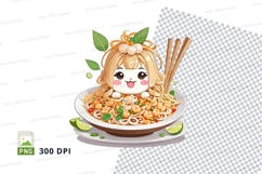 Cartoon character in noodle bowl clipart png Product Image 1