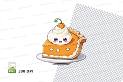 Cute cartoon slice of pumpkin pie clipart png Product Image 1