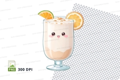Cute orange milkshake clipart png Product Image 1