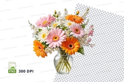 Clipart png of a bouquet of flowers in a vase Product Image 1