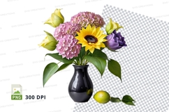 Flower bouquet in black vase mockup Product Image 1