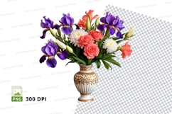 Floral bouquet in vase clipart png Product Image 1