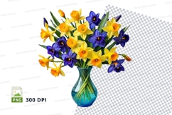 Flower bouquet in blue vase clipart png Product Image 1