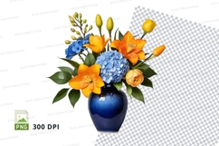 Flower bouquet in blue vase mockup Product Image 1