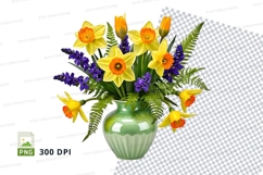 Flower bouquet in green vase clipart png Product Image 1