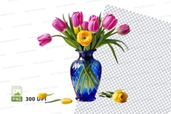 Flower bouquet in blue vase clipart png Product Image 1