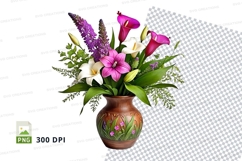 Floral bouquet in decorative vase clipart png Product Image 1