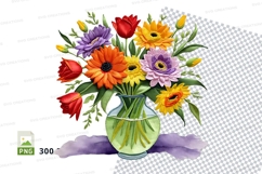 Flower bouquet in vase clipart png Product Image 1