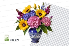 Vase with sunflowers and mixed flowers clipart png Product Image 1