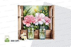 Watercolor flowers in mason jars tote bag mockup Product Image 1
