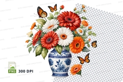 Flower bouquet in vase clipart png Product Image 1
