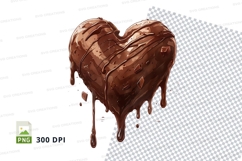 Chocolate heart dripping clipart png Product Image 1