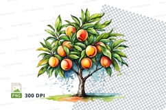 Illustrated peach tree clipart png Product Image 1