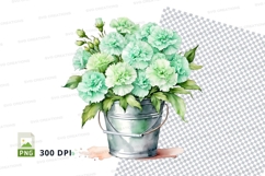 Light blue carnations in metal bucket mockup Product Image 1