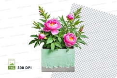 Flower bouquet in green vase mockup Product Image 1