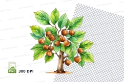 Watercolor illustration of a nut tree Product Image 1