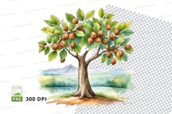Watercolor tree with nuts illustration Product Image 1