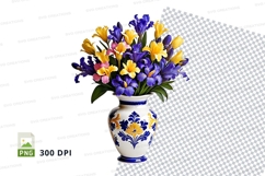 Vase with multi-colored flowers clipart png Product Image 1