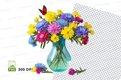 Flower bouquet in vase clipart png Product Image 1