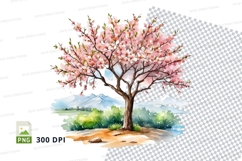 Watercolor blossoming tree clipart png Product Image 1