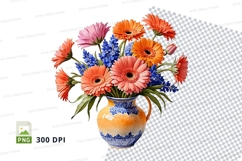 Vase with colorful flowers clipart png Product Image 1