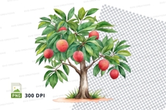 Clipart png of a tree with red fruits Product Image 1