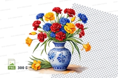 Vase with multi-colored flowers clipart png Product Image 1