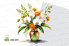Floral bouquet in vase clipart png Product Image 1