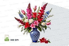 Floral bouquet in blue vase mockup Product Image 1