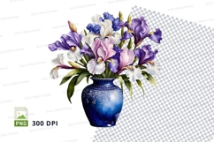 Clipart png of a floral arrangement in a blue vase Product Image 1