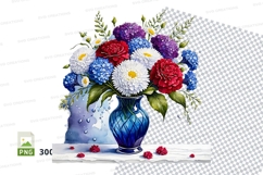 Flower bouquet in blue vase clipart png Product Image 1