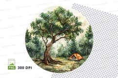 Nature scene with tree and tent tote bag mockup Product Image 1