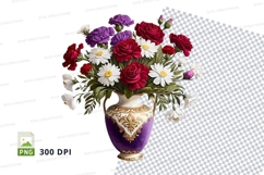 Clipart png of a floral arrangement in a decorative vase Product Image 1