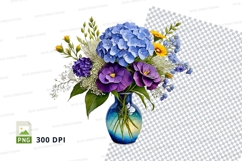 Floral bouquet in blue vase clipart png Product Image 1