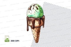 Ice cream cone with mint chocolate chip scoop mockup Product Image 1