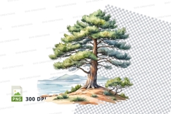 Watercolor pine tree clipart png Product Image 1