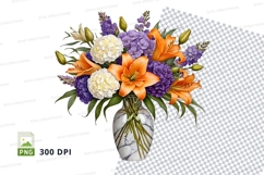 Floral bouquet in marble vase clipart png Product Image 1