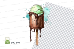 Ice cream cone with chocolate drizzle clipart png Product Image 1