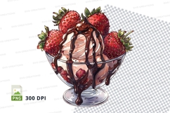 Strawberry chocolate ice cream sundae clipart Product Image 1