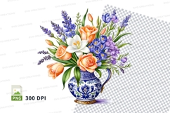 Floral bouquet in vase clipart png Product Image 1
