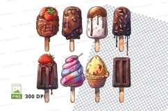 Ice cream popsicles clipart png set Product Image 1