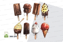 Ice cream popsicles and ice cream cone clipart png Product Image 1