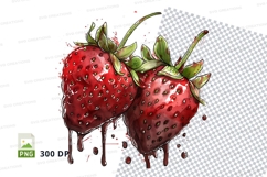 Strawberry clipart with chocolate drizzle Product Image 1