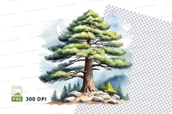 Watercolor pine tree clipart png Product Image 1