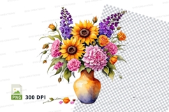 Floral bouquet in vase clipart png Product Image 1