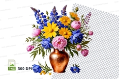 Flower bouquet in copper vase clipart png Product Image 1