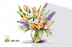Clipart png of a bouquet of flowers in a vase Product Image 1