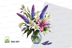 Floral bouquet in vase clipart png Product Image 1