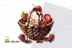 Waffle cone ice cream basket with berries Product Image 1